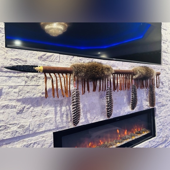 60 inch hand made tribal spear by enrolled member of the Cherokee tribe - Picture 2 of 4